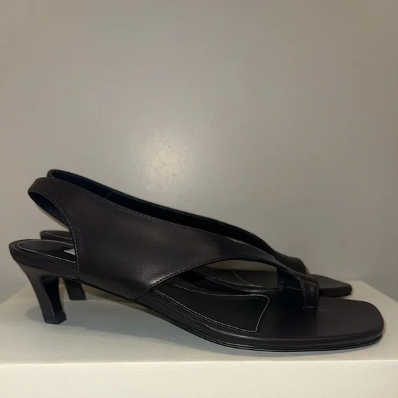 Toteme Sculptural Slingback Leather Sandals, 39, Pepper - Picture 8 of 15